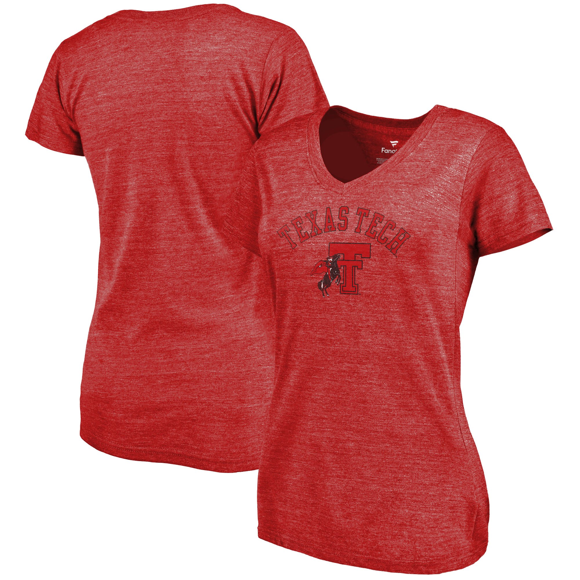 2020 NCAA Fanatics Branded Texas Tech Red Raiders Women Red Vault Arch Over Logo TriBlend VNeck TShirt->ncaa t-shirts->Sports Accessory
